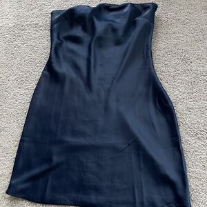 Navy strapless mini dress